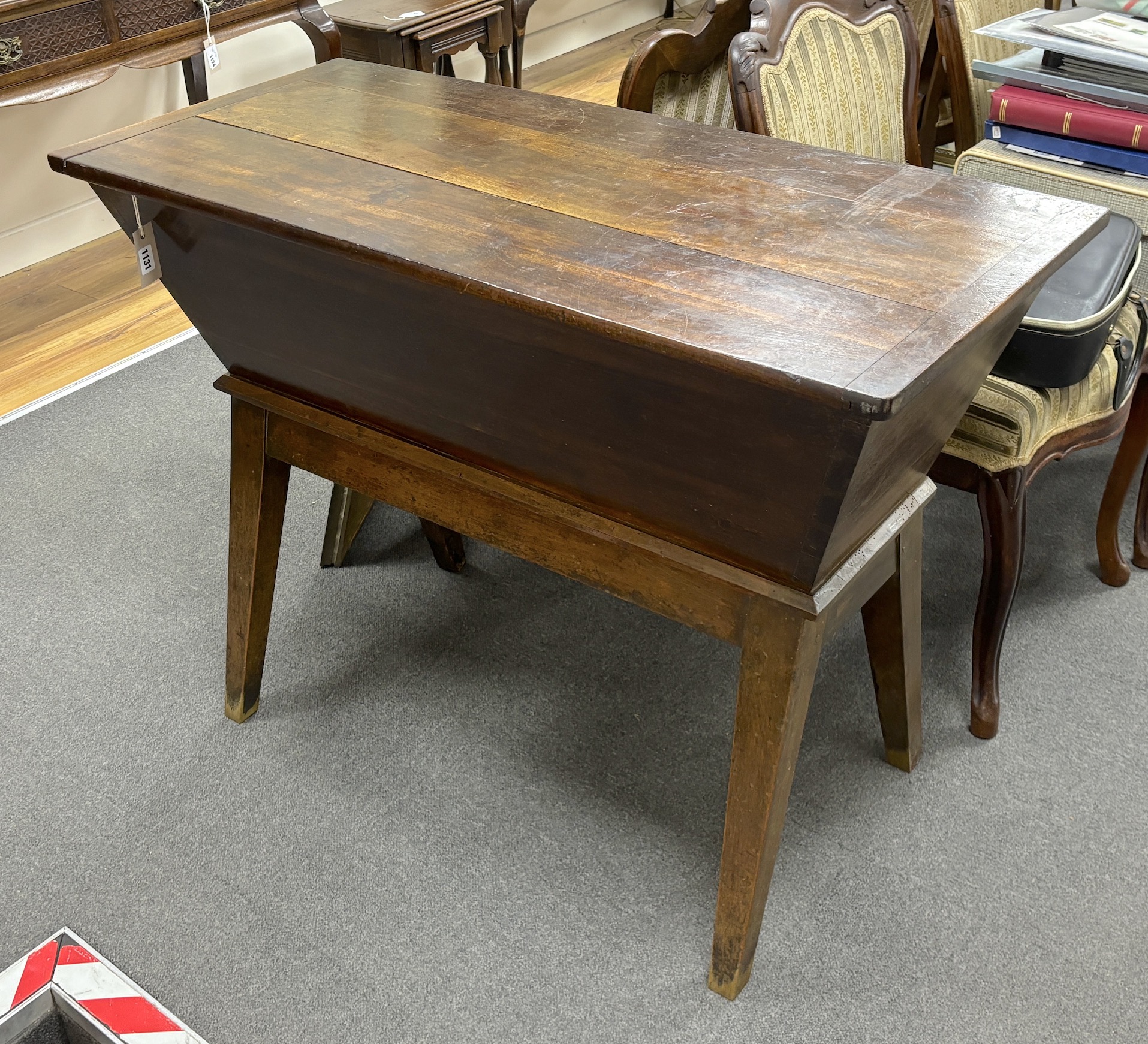 A 19th century French provincial walnut dough bin, width 106cm, depth 47cm, height 79cm